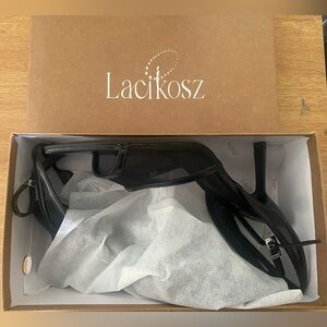 Women’s mesh open toe kitten heel Ankle strap buckle
